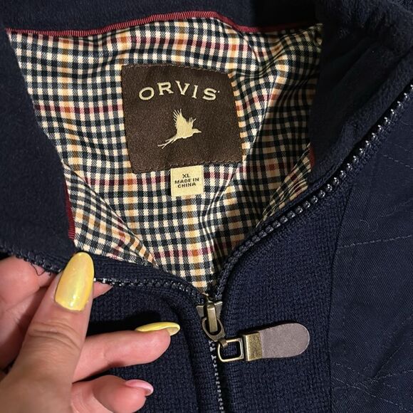 Mens Orvis 100% Wool Full Zipper Heavy Shooting Sweater Jacket - Picture 2 of 6